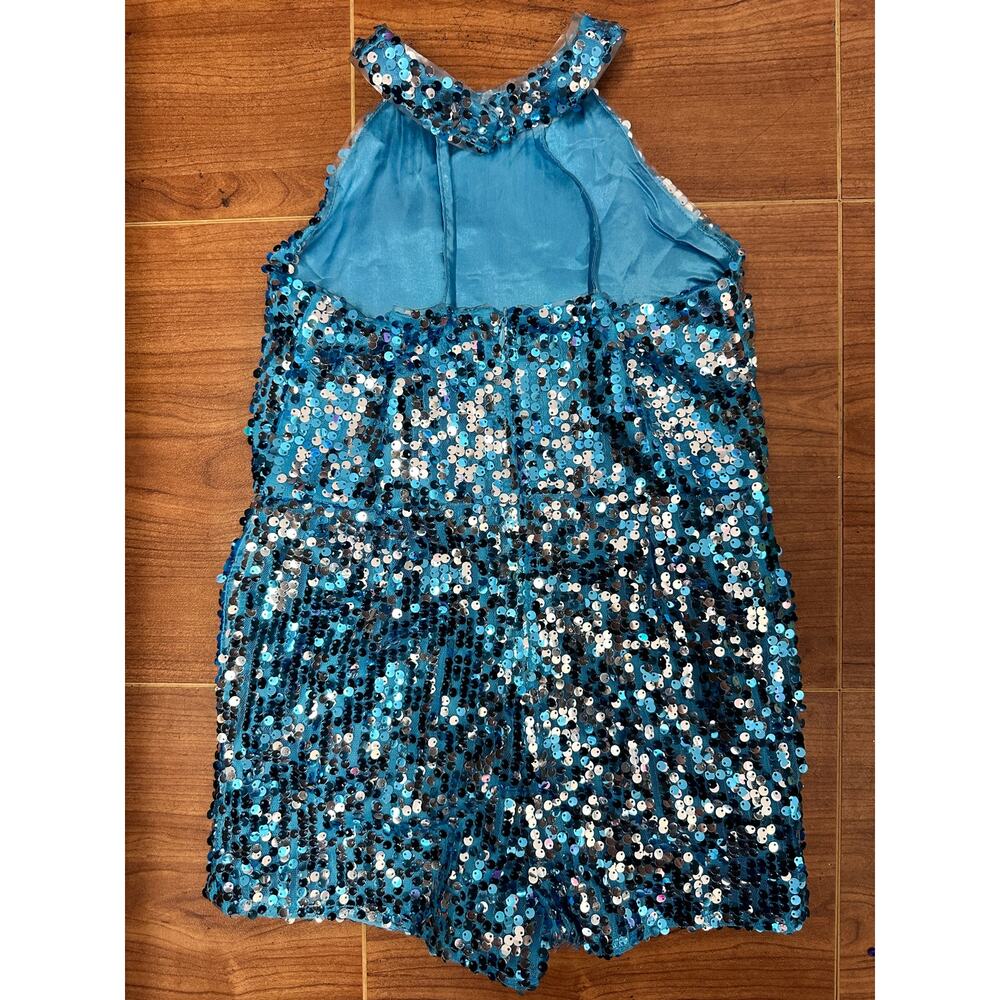 Dance Costume Large Child Blue iefiel Jazz Tap Musical Theater Sequin Romper